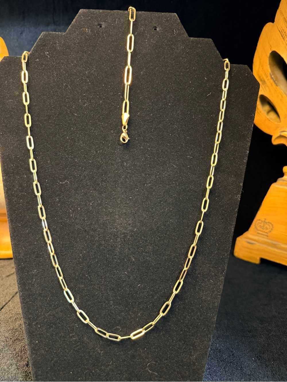 18K Gold plated Paperclip Link 24in Necklace & 7in Bracelet Set 4mm wide